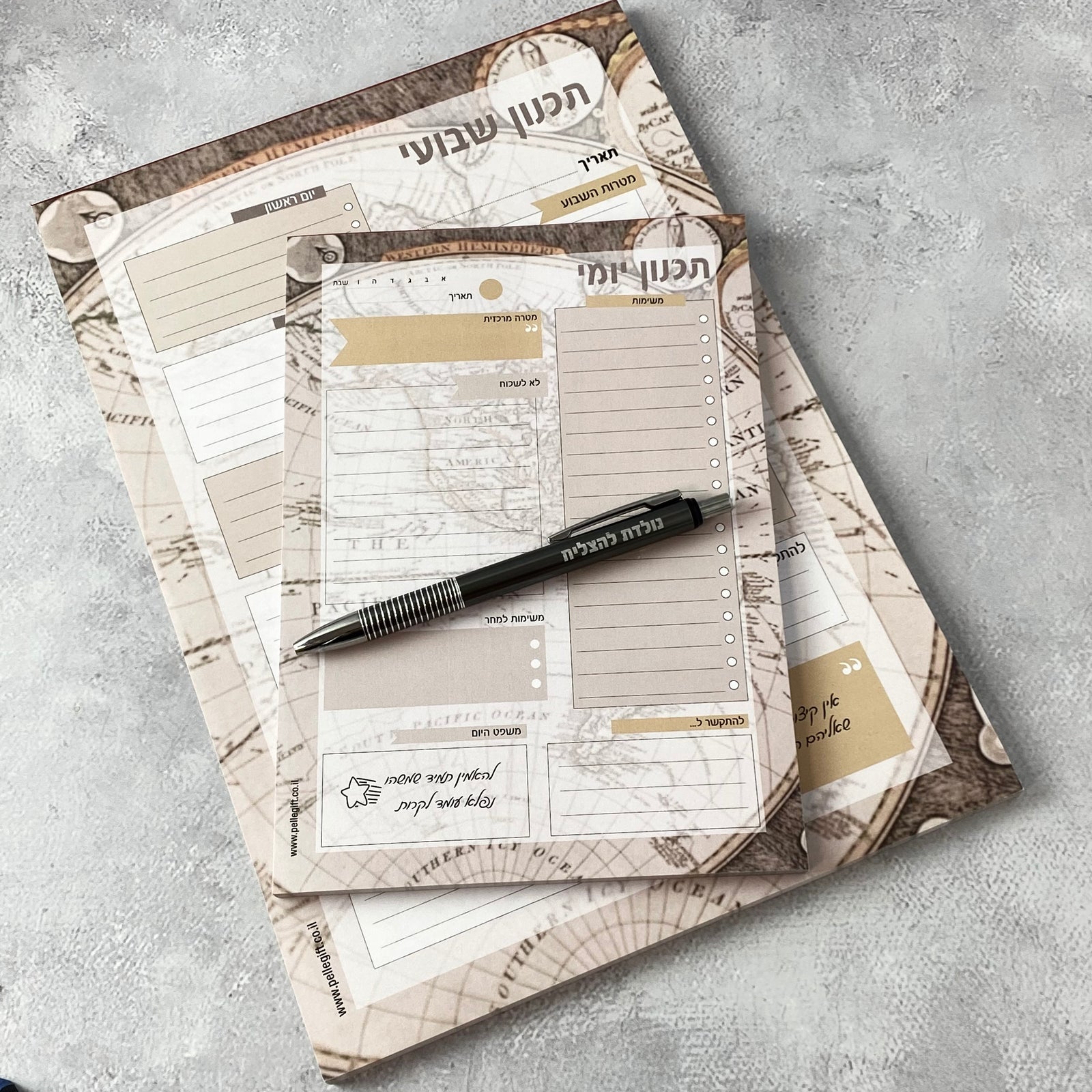 מארז תכנון שבועי, תכנון יומי ועט דגם נולדת להצליח כסוף