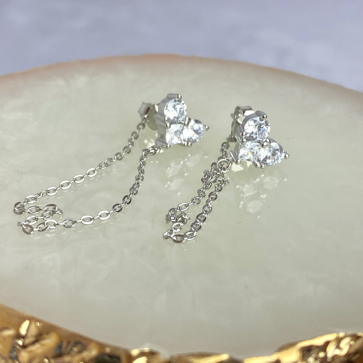 עגילי כסף | לב תלוי