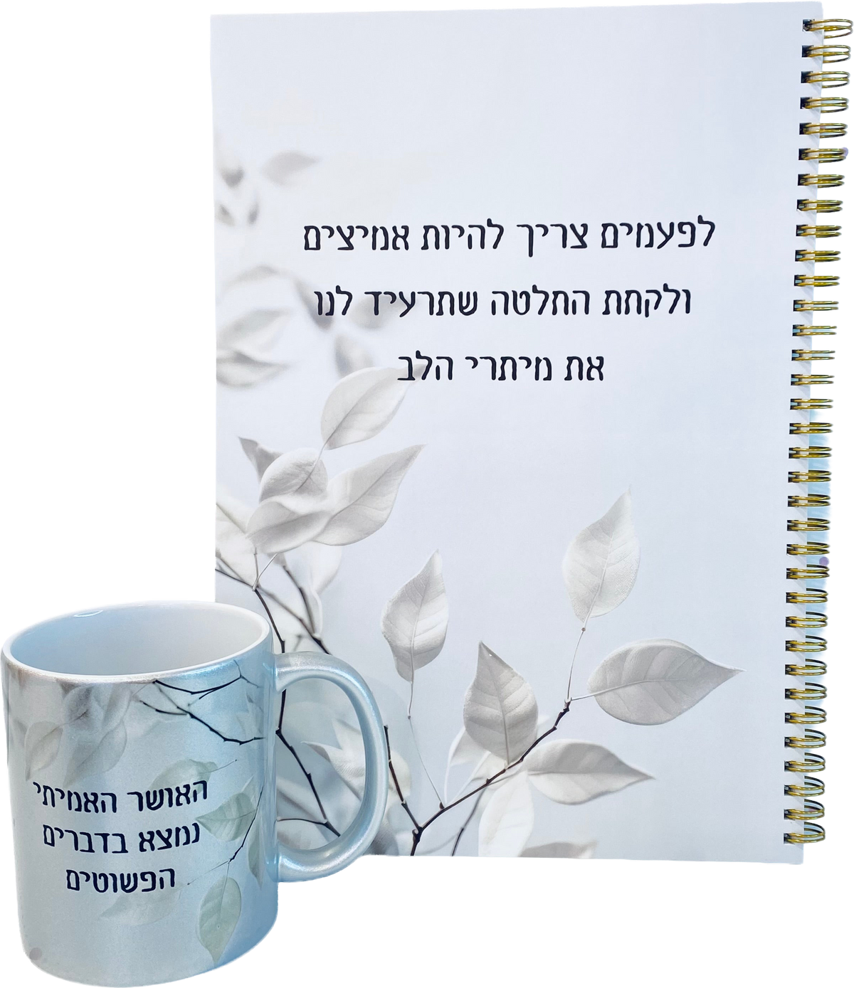 סט ספירלה גדולה וספל כסוף מנצנץ דגם האושר האמיתי