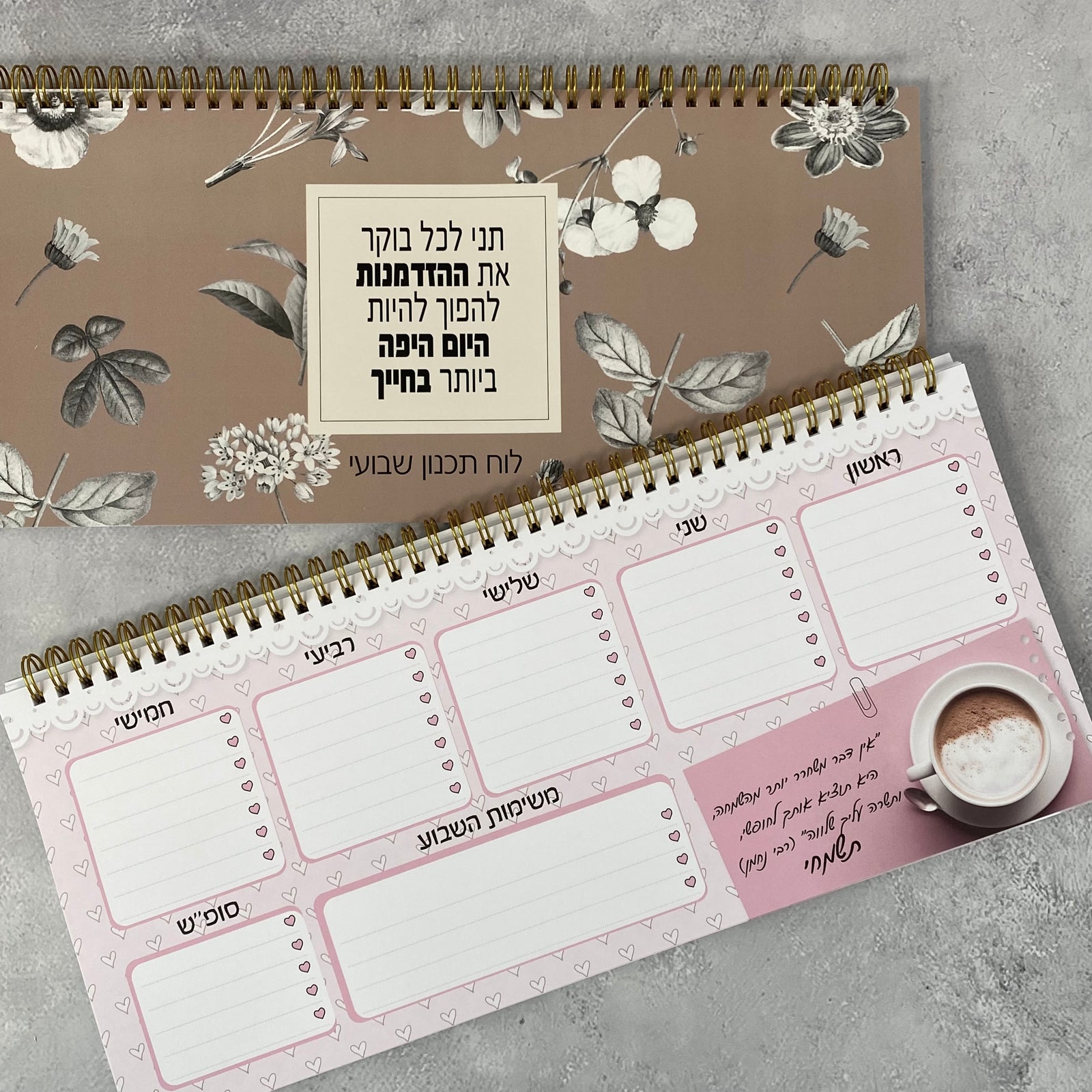 לוח תכנון שבועי ספירלה דגם הזדמנות ליום יפה