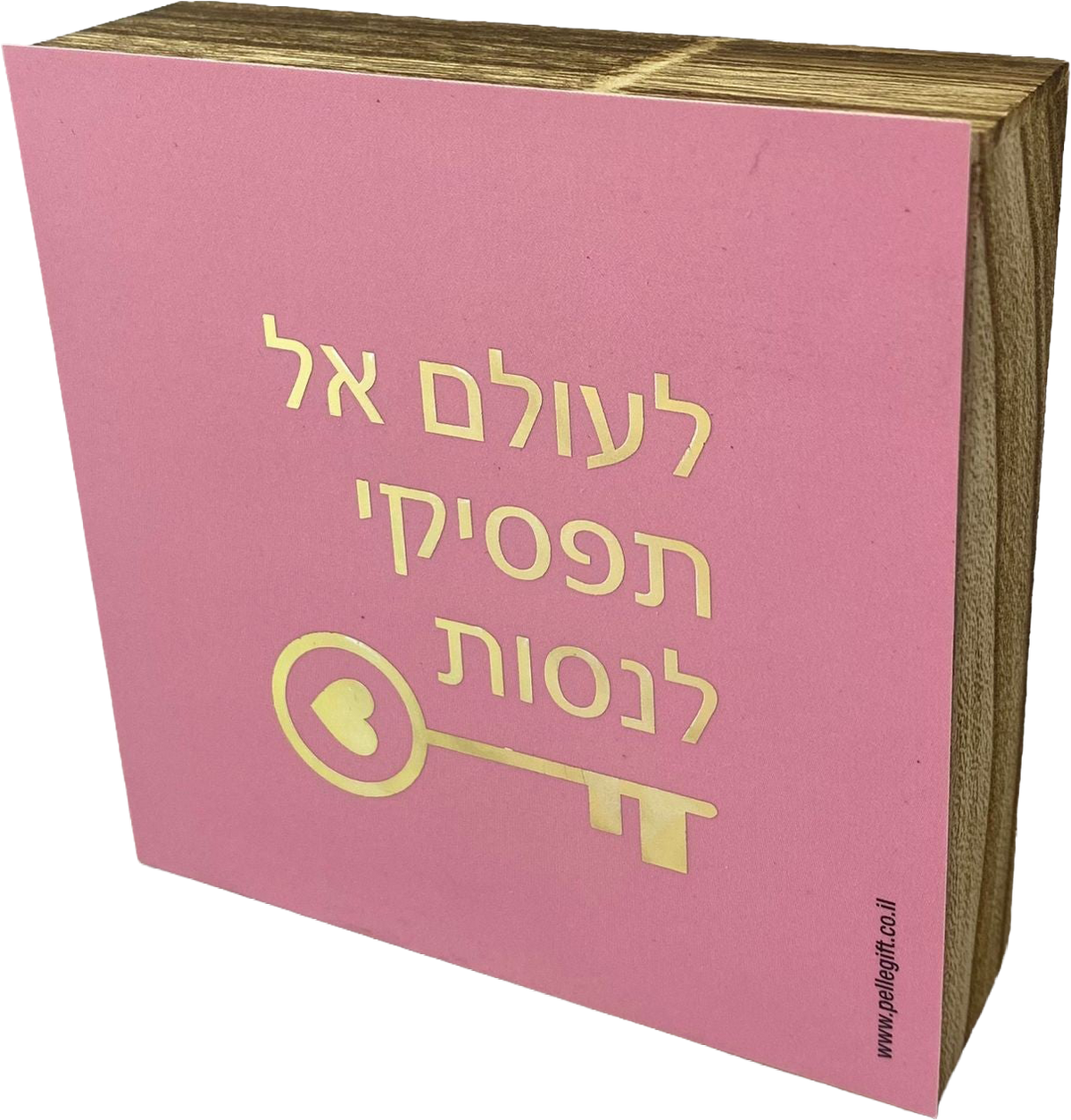 בלוק עץ אגוז ריבוע קטן | לעולם אל תפסיקי לנסות