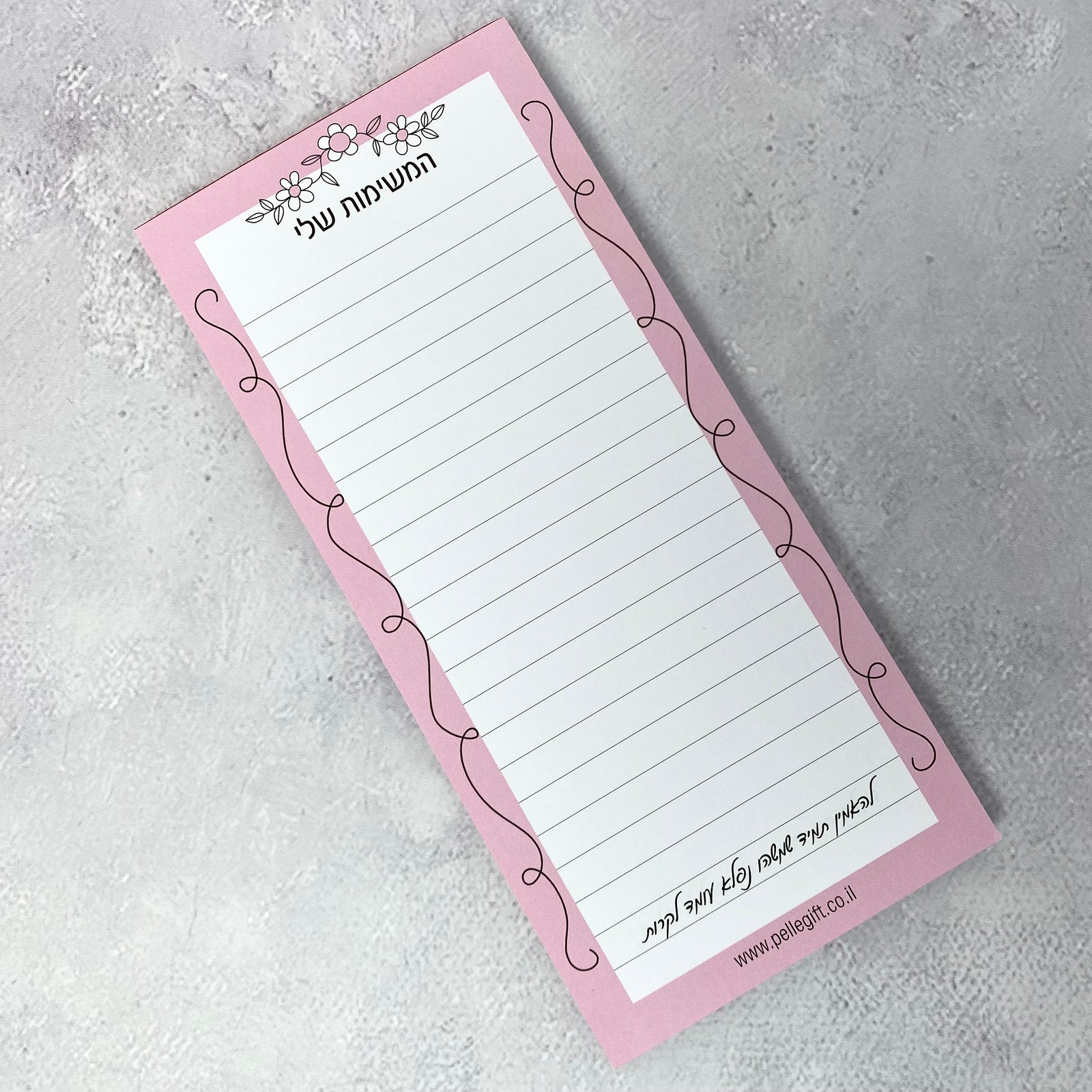 בלוק todo המשימות שלי דגם פרחים ורוד