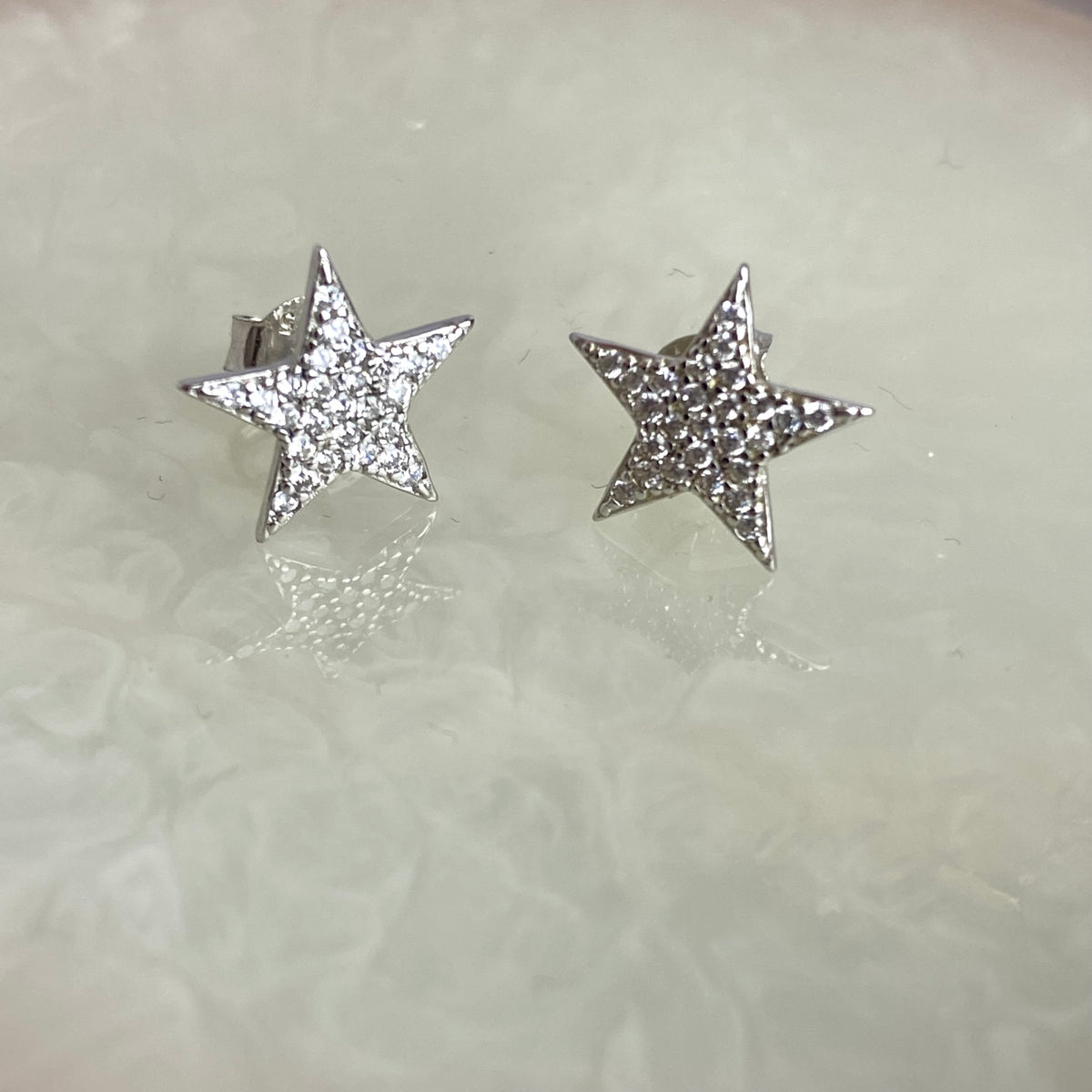 עגילי כסף | כוכב משובץ