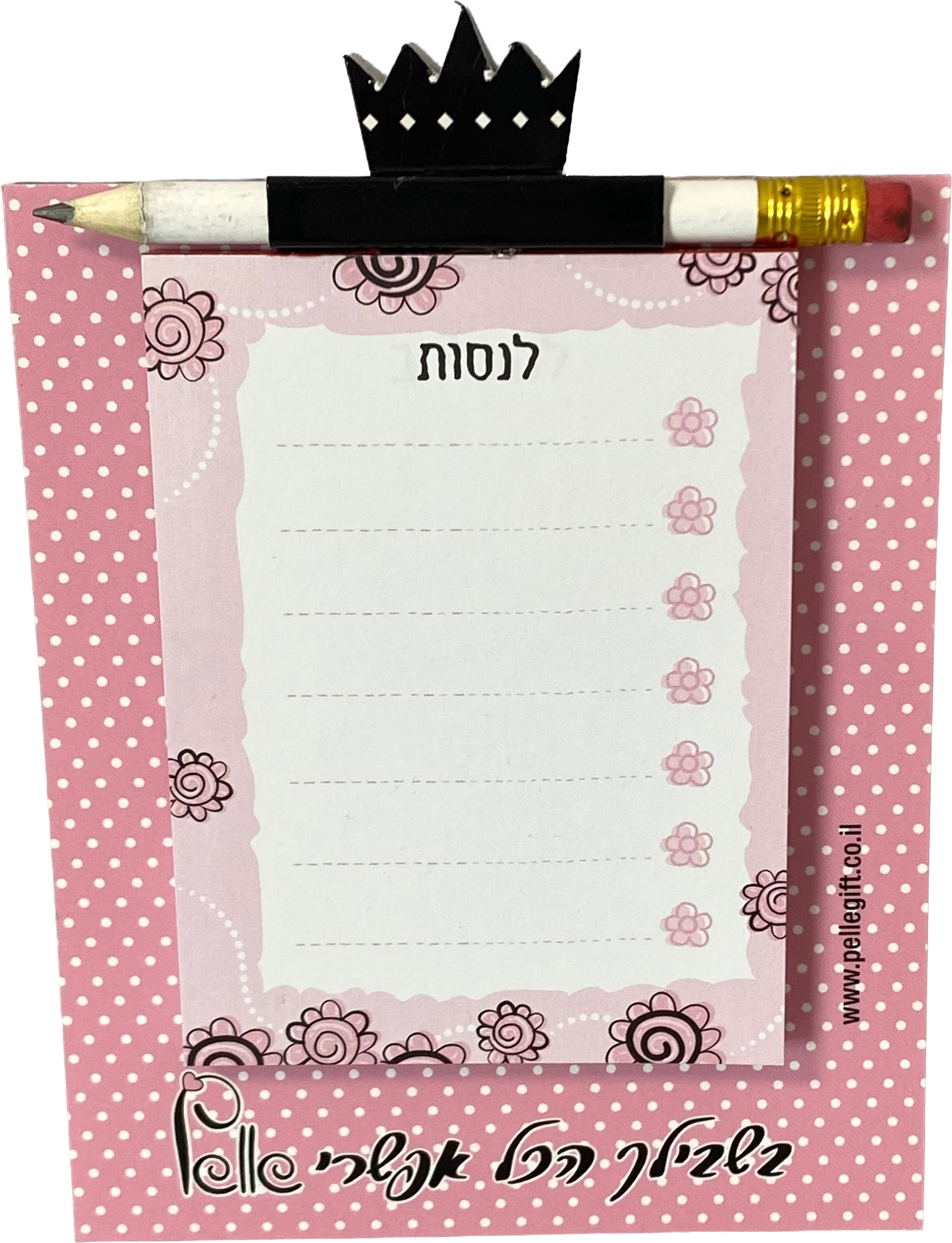 מגנט קטן ממו ורוד עם עפרון קטן
