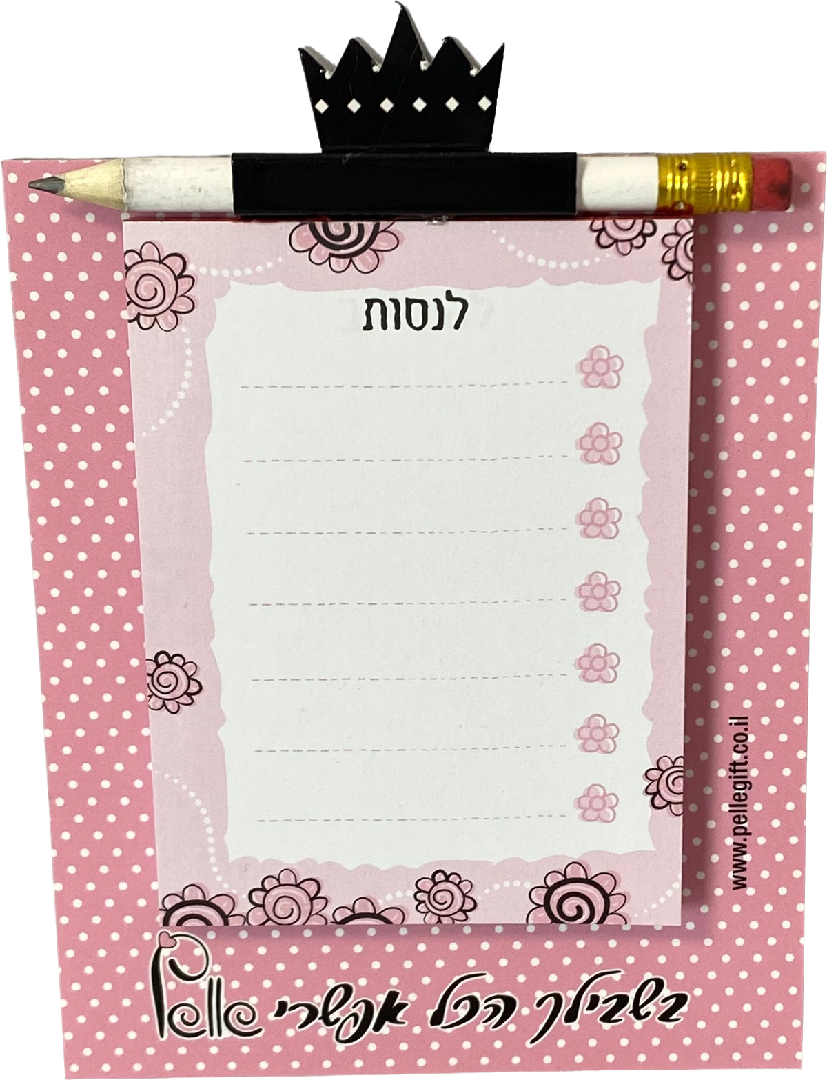 מגנט קטן ממו ורוד עם עפרון קטן