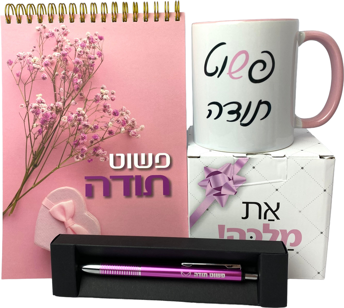 מארז פשוט תודה ספל, מחברת ספירלה ועט