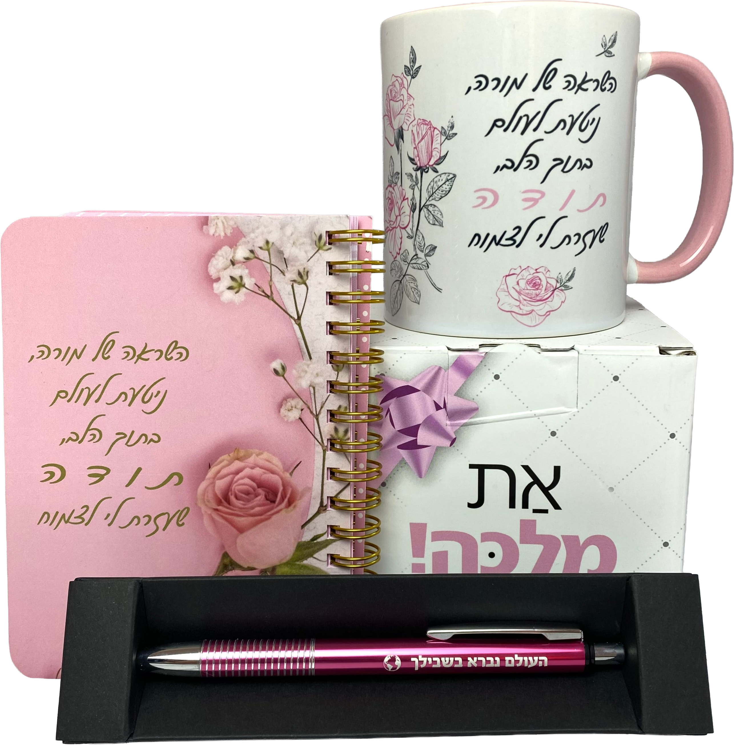 סט | למורה נדירה מחברת כיס ספל ועט ורוד