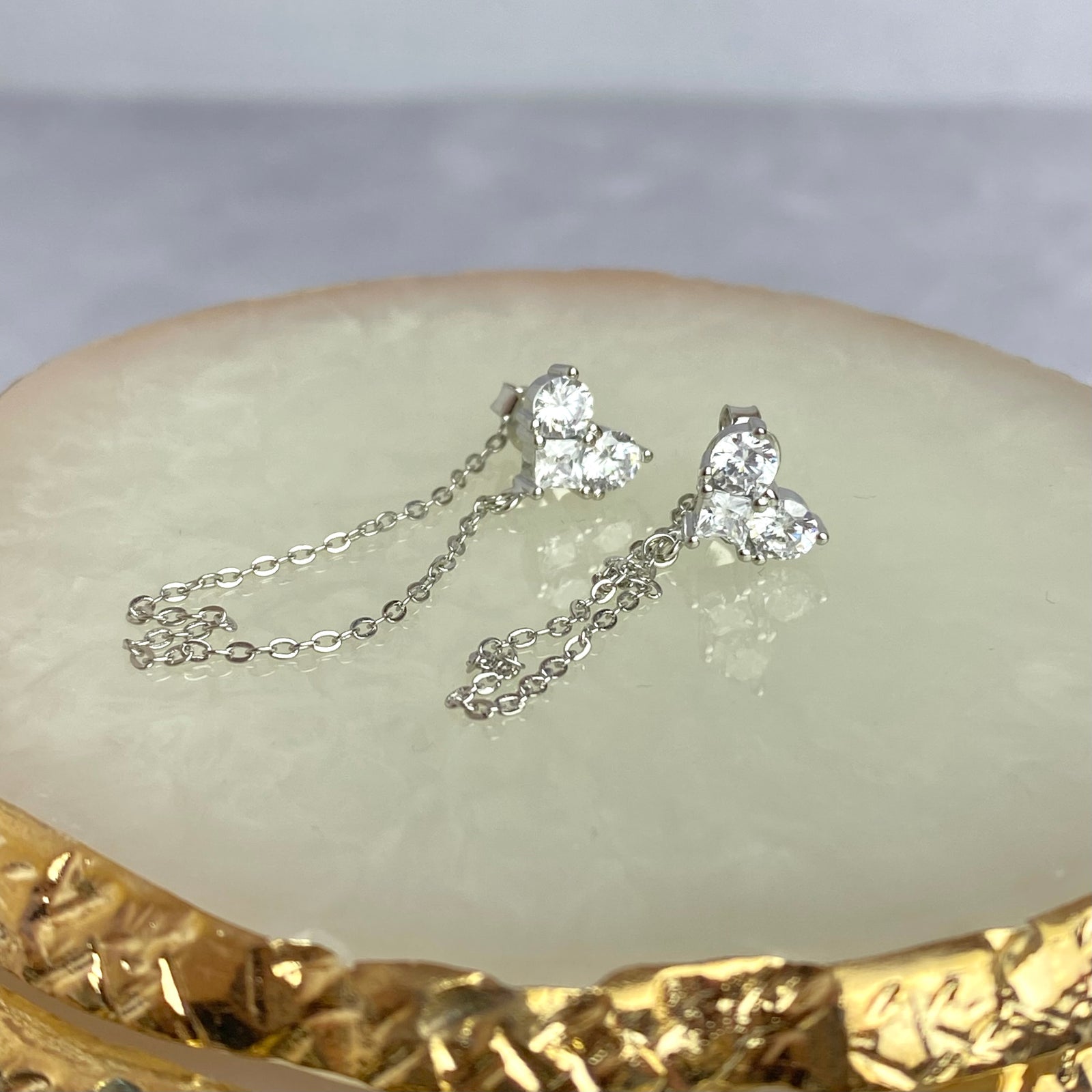 עגילי כסף | לב תלוי