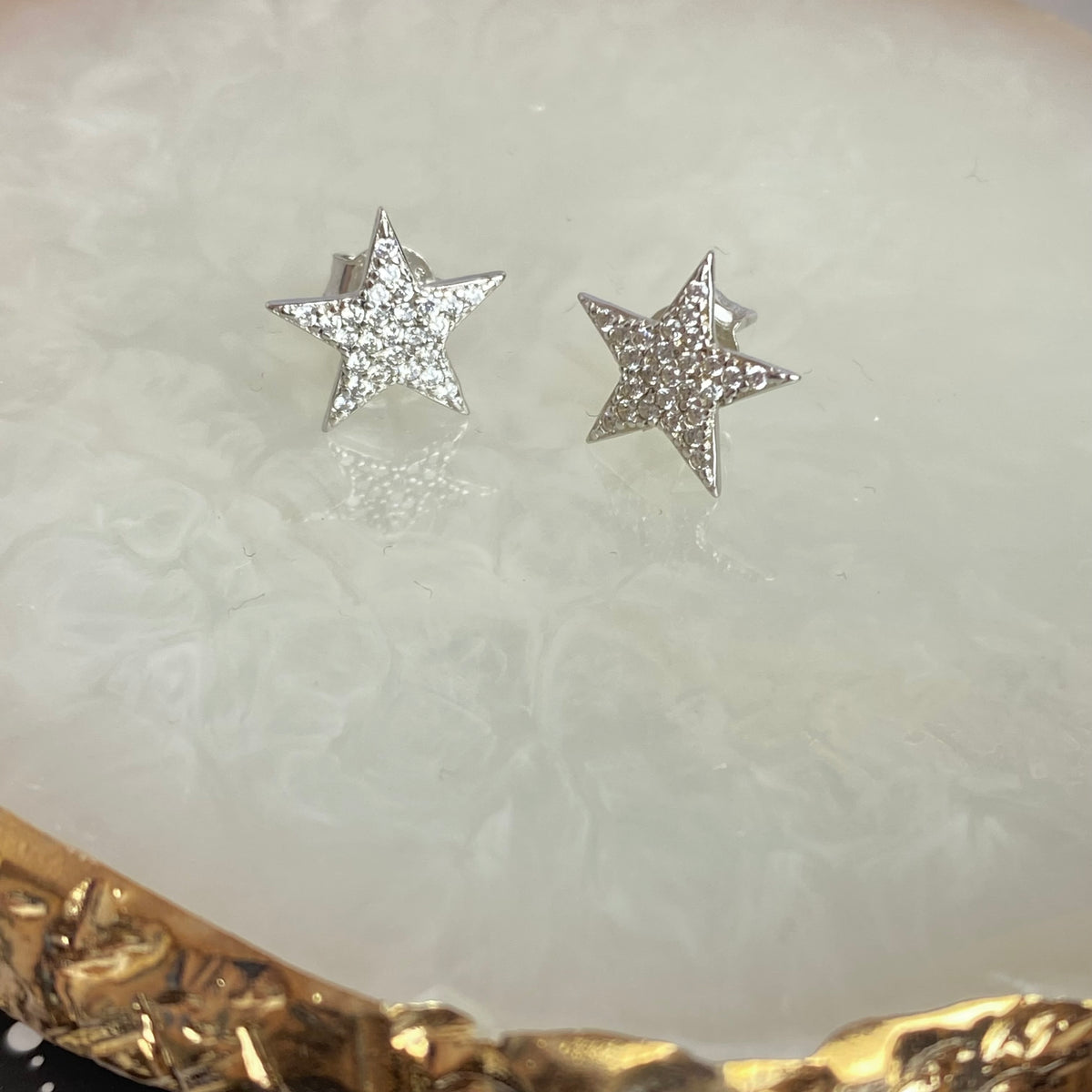 עגילי כסף | כוכב משובץ